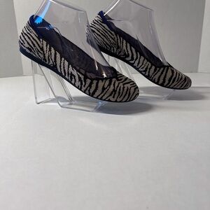 Rothy's Black and Cream Zebra Knit Flats